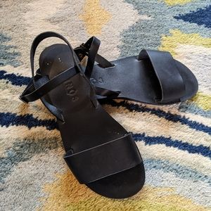 Black Leather Sandals, size 10.